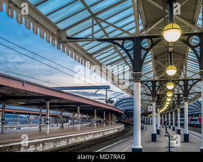 Platform at York railway station, UK. Stock Photo