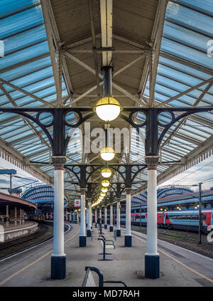 Platform at York railway station, UK. Stock Photo