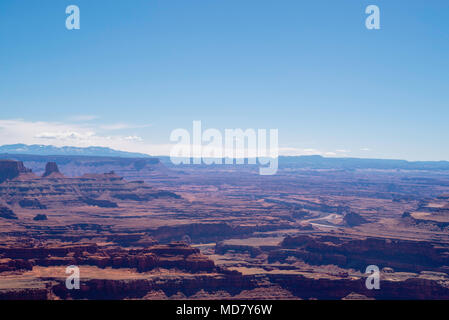 Daytime vista from Deadhorse Point State Park to the La Sal Mountains near Moab, Utah, USA. Stock Photo