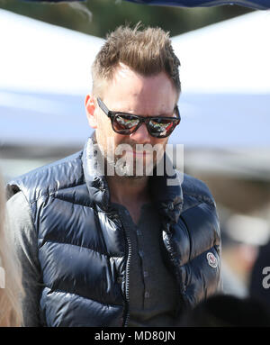 Joel McHale goes to the Farmers Market in Studio City with his son