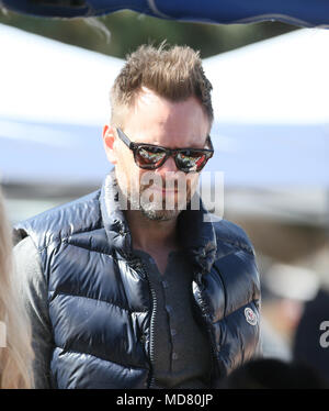 Joel McHale goes to the Farmers Market in Studio City with his son