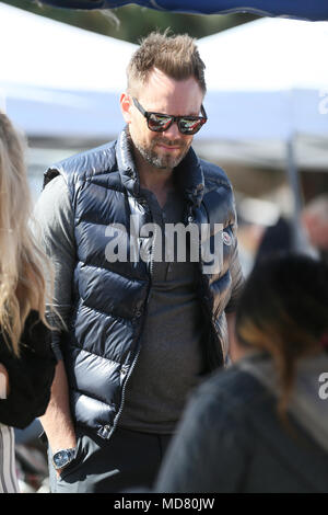 Joel McHale goes to the Farmers Market in Studio City with his son
