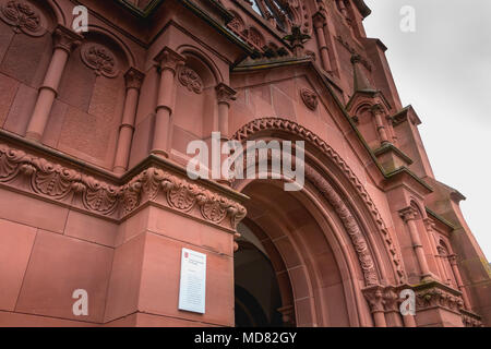 Badenweiler, Germany - December 24, 2017 : architecture detail of the evangelist church kirche paul a winter day Stock Photo