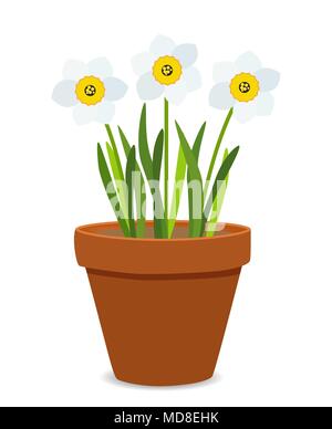 Spring Narcissus Flowers Background Vector Illustration Stock Vector