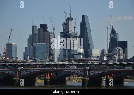 The skyline of Liverpool Street from Southbank, London Stock Photo