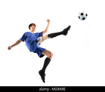 soccer player in action isolated white background Stock Photo