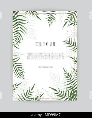 Background with green leaf , eucalyptus branches, decorative wreath frame pattern. Stock Vector