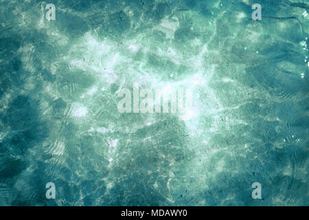 Water surface, shiny blue waves. Blue water background. The glare on the water Stock Photo