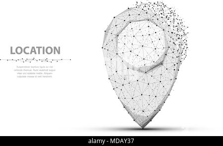 Pin. Polygonal mesh art. Concept illustration or background Stock Vector