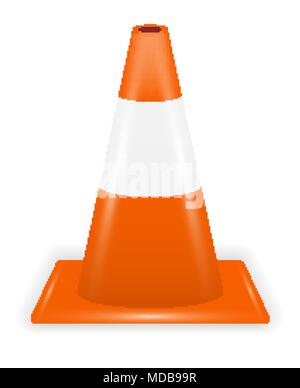 orange white traffic cone on white background Stock Vector