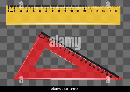 ruler set square on transparent background vector Stock Vector
