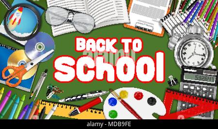 back to school with study object vector Stock Vector