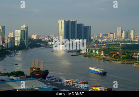 The Elisa floating Restaurant on the Saigon River boats, Ho Chi Minh City (Saigon) Vietnam Stock Photo