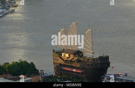 The Elisa floating Restaurant on the Saigon River boats, Ho Chi Minh City (Saigon) Vietnam Stock Photo