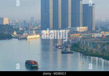 Saigon River boats, Ho Chi Minh City (Saigon) Vietnam Stock Photo