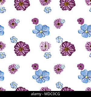 Seamless repeating pattern of wildflowers Stock Vector