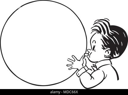Balloon Boy - Retro Clipart Illustration Stock Vector