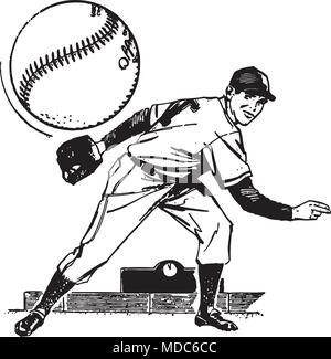 Baseball Pitcher 2 - Retro Clipart Illustration Stock Vector Image & Art -  Alamy