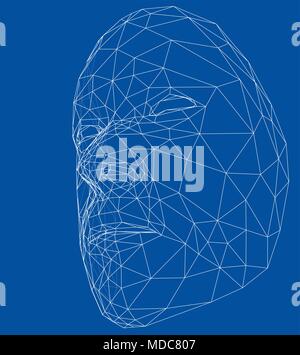 Wire-frame abstract human face Stock Vector