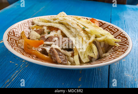 fried lagman - Uyghur Noodle Stir Fry ,dish of Central Asia Stock Photo