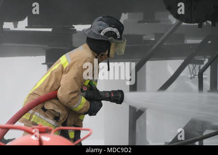 chemical explosion, disaster zone Stock Photo