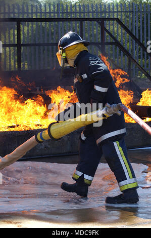 petroleum fuel fire, industrial fire fighting Stock Photo