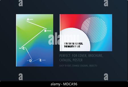 Abstract colourful graphic design of brochure in fluid liquid style with blurred smooth background. Set Stock Vector