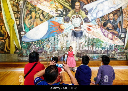 Mexico City,Hispanic Centro historico historic Center Centre,Palacio de Bellas Artes,Palace of Fine Arts,cultural center,interior inside,Art Deco,mura Stock Photo