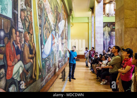 Mexico City,Hispanic Centro historico historic Center Centre,Palacio de Bellas Artes,Palace of Fine Arts,cultural center,interior inside,Art Deco,mura Stock Photo