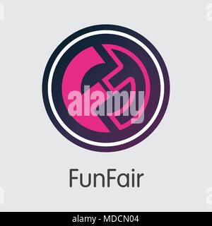 Funfair Cryptographic Currency. Vector FUN Pictogram. Stock Vector