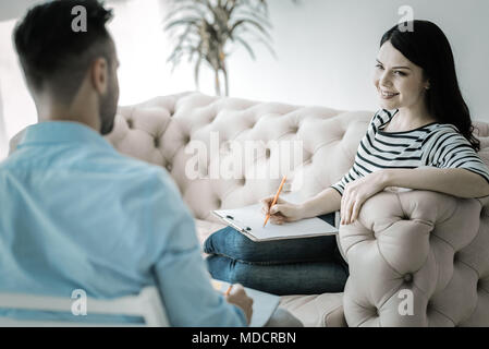 Young two colleagues discussing goal Stock Photo