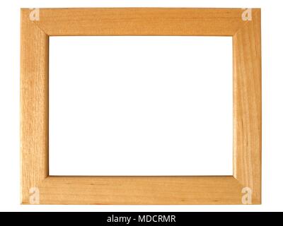 Horizontal wooden picture frame isolated on white background Stock Photo