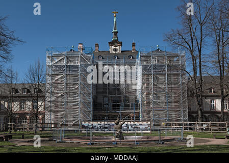 Renovation of the facade at the Bolongaropalast in Frankfurt-Hoechst, Germany Stock Photo