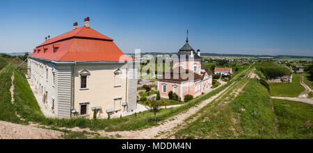 Zolochiv, Ukraine - July 23 2009: Panorama view to the Zolochiv castle in Ukraine. The park and the Chinese Palace in Zolochiv. The owner of the castl Stock Photo