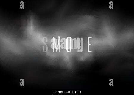 Thick smoke on a transparent dark background. Light steam. Smoke from the fire. Thick cloud. Transparent text. Cover with a smoke effect for your desi Stock Vector