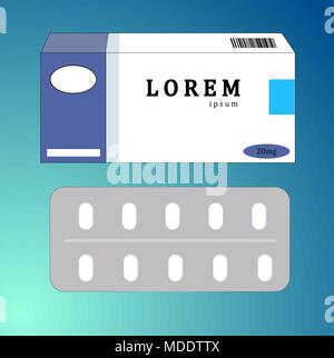 White paper box for tablets and pills Stock Vector