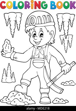 Coloring book miner theme image 1 - eps10 vector illustration. Stock Vector