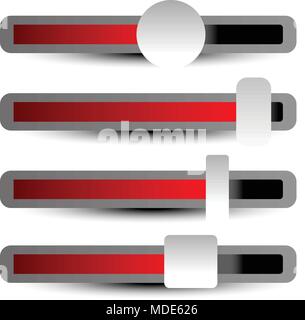 Easy to adjust faders, adjusters, sliders with different levels Stock Vector
