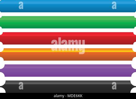 6 color button, banner element with different level of corner effect Stock Vector
