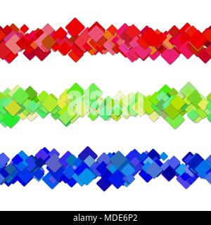 Repeatable square pattern paragraph separator line design set - vector decoration elements from colored diagonal squares Stock Vector