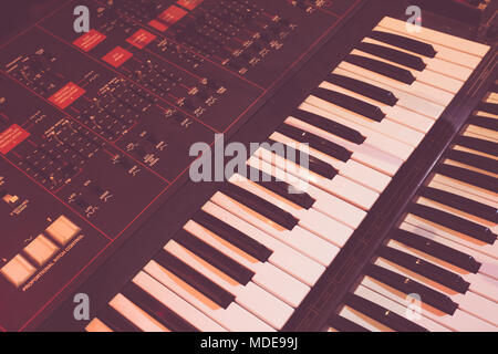 Old synthesizer used to create beautiful music Stock Photo
