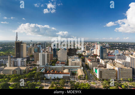 Kenya, Nairobi. The central business district of Nairobi in early Stock ...