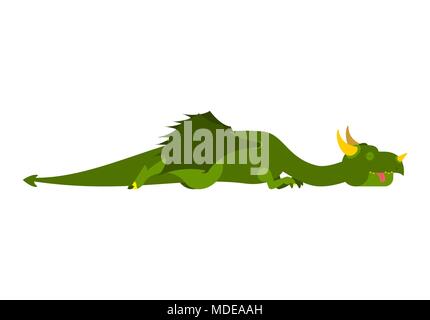 Sleeping dragon. Mythical monster asleep. Vector illustration Stock Vector