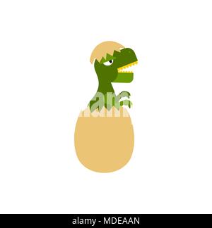 Hatched dinosaur from egg isolated. Vector illustration Stock Vector