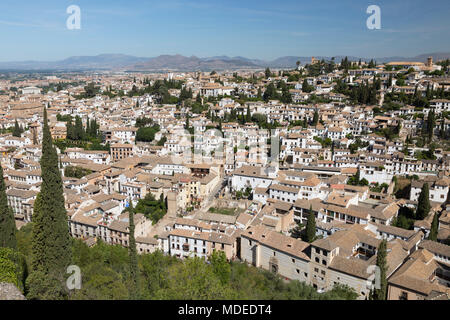 View over the Albaicin area from the Alhambra, Granada, Andalucia, Spain, Europe Stock Photo