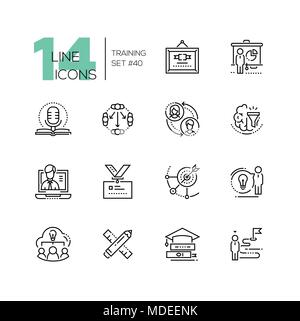 Training - set of line design style icons Stock Vector