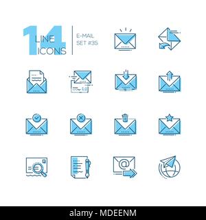 Email - set of line design style icons Stock Vector