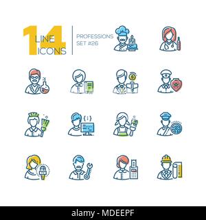 Professions - set of line design style icons Stock Vector