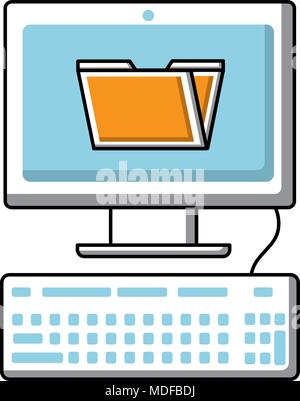 computer keyboard folder data digital Stock Vector