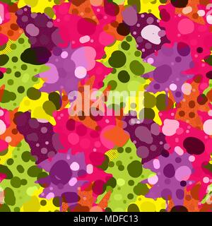 Seamless repeating pattern of multi-colored spots and dots Stock Vector